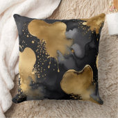 黒と灰色と金ゴールド抽象芸術 クッション (ブランケット)