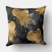 黒と灰色と金ゴールド抽象芸術 クッション (裏面)