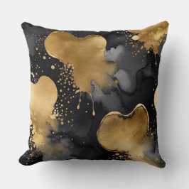 黒と灰色と金ゴールド抽象芸術 クッション