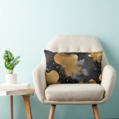 黒と灰色と金ゴールド抽象芸術 ランバークッション (椅子)