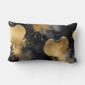 黒と灰色と金ゴールド抽象芸術 ランバークッション (裏面)