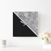 黒と灰色のカラーブロック スクエア壁時計 (ホーム)