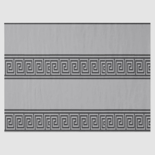 黒と灰色のギリシャのキーライン 薄葉紙 (正面)