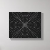 黒と灰色のクモの巣のハロウィンパターン キャンバスプリント (正面)