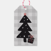 黒と灰色のクリスマスツリーギフトラベル ギフトタグ (正面)