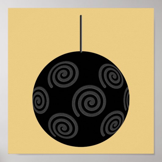 黒と灰色のクリスマスバウブルの金ゴールド。 ポスター (正面)