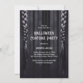 黒と灰色のゴシックの組み合わせハロウィーンの衣装パーティー 招待状 (正面)
