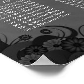 黒と灰色のゴシック結婚の16テーブル座席表 ポスター (角)