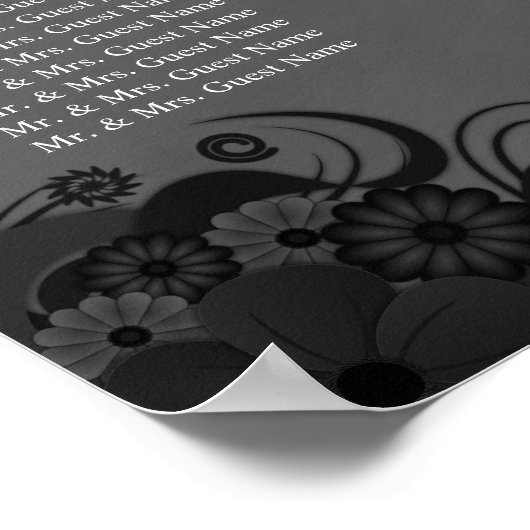 黒と灰色のゴシック結婚の9つのテーブルの座席表 ポスター (角)