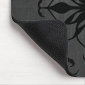 黒と灰色のゴシック色の花 マウスパッド (コーナー)
