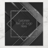 黒と灰色のシェブロン ワインラベル (シングルラベル)