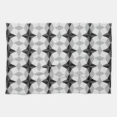 黒と灰色のスターバストとロームバスパターン キッチンタオル (横)