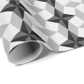 黒と灰色のスターバストとロームバスパターン ラッピングペーパー (ロールコーナー)