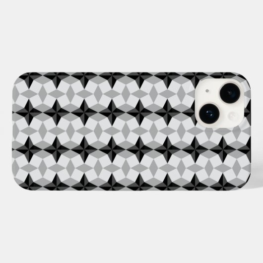 黒と灰色のスターバストとロームバスパターン Case-Mate iPhoneケース (裏面 (横))