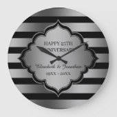 黒と灰色のストライプとフレームの大きな時計 ラージ壁時計 (正面)