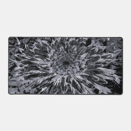 黒と灰色のダリア花 デスクマット (正面)