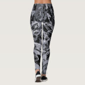 黒と灰色のダリア花 レギンス (裏面)