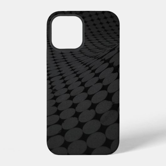 黒と灰色のドット柄の面 iPhoneケース (裏面)