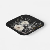 黒と灰色のバラと離れ金ゴールド ペーパープレート (傾斜あり)