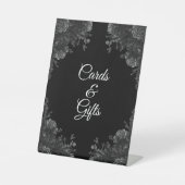 黒と灰色のバラゴシックの結婚式カードギフトサイン 台座サイン (正面)
