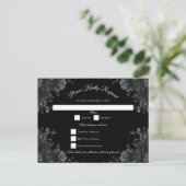 黒と灰色のバラゴシック結婚式RSVP返信 シーズンポストカード (スタンド正面)