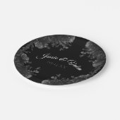 黒と灰色のバラ結婚ゴシック ペーパープレート (アングル)
