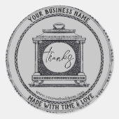 黒と灰色のビジネス・ステッカー ラウンドシール (正面)