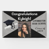 黒と灰色のビニールの卒業写真 横断幕 (横)