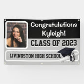 黒と灰色のビニール卒業 横断幕 (横)