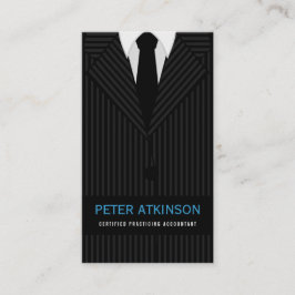 黒と灰色のピンストライプのスーツ垂直の会計士 名刺