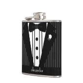 黒と灰色のピンストライプのTuxedo結婚の フラスク (左)