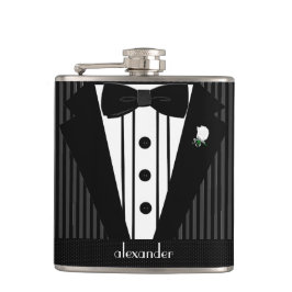 黒と灰色のピンストライプのTuxedo結婚の フラスク
