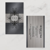 黒と灰色のブラシ仕上げアルミメタルスタイル 名刺 (正面/裏面)