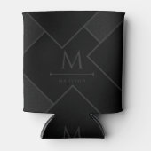 黒と灰色のモダン幾何学的な波状曲線 缶クーラー (正面)