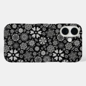 黒と灰色のレトロフラワーパターン Case-Mate iPhoneケース (裏面 (横))