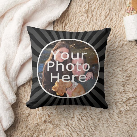 黒と灰色の円の枠の写真の枕 クッション (ブランケット)