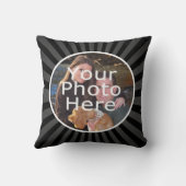 黒と灰色の円の枠の写真の枕 クッション (裏面)