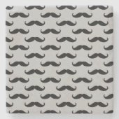 黒と灰色の口ひげ ストーンコースター (正面)