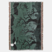 黒と灰色の墓地、不気味な木ハロウィーン スローブランケット (正面縦)