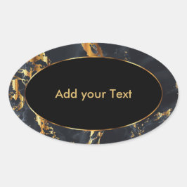 黒と灰色の大理石と金ゴールドアクセント 楕円形シール