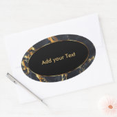 黒と灰色の大理石と金ゴールドアクセント 楕円形シール (封筒)