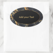 黒と灰色の大理石と金ゴールドアクセント 楕円形シール (バッグ)