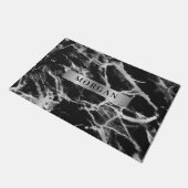 黒と灰色の大理石、シルバーバンドの名前 ドアマット (アングル)