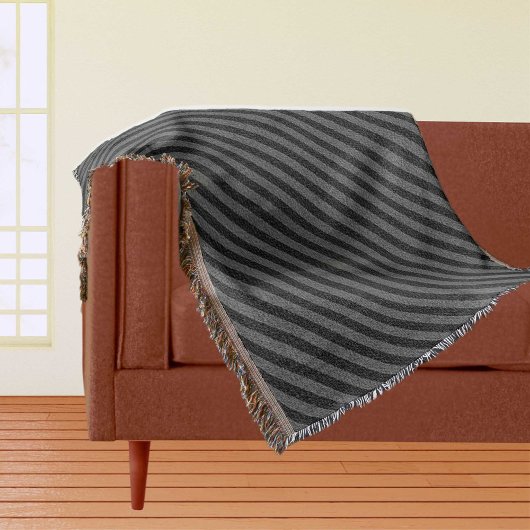 黒と灰色の対角のストライプブランケット スローブランケット