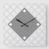 黒と灰色の幾何学的デザイン スクエア壁時計 (正面)