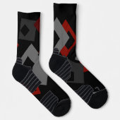 黒と灰色の幾何学的 ソックス (右)