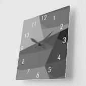 黒と灰色の幾何学 スクエア壁時計 (傾斜)