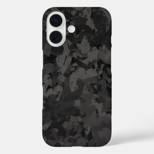 黒と灰色の抽象的なグラフィックアートデザイン iPhone 16ケース