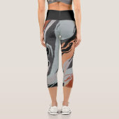 黒と灰色の抽象芸術ハイウェイストキャプリス カプリレギンス (裏面)