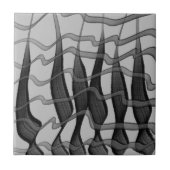 黒と灰色の抽象芸術羽の付いた離れフローラ タイル (正面)